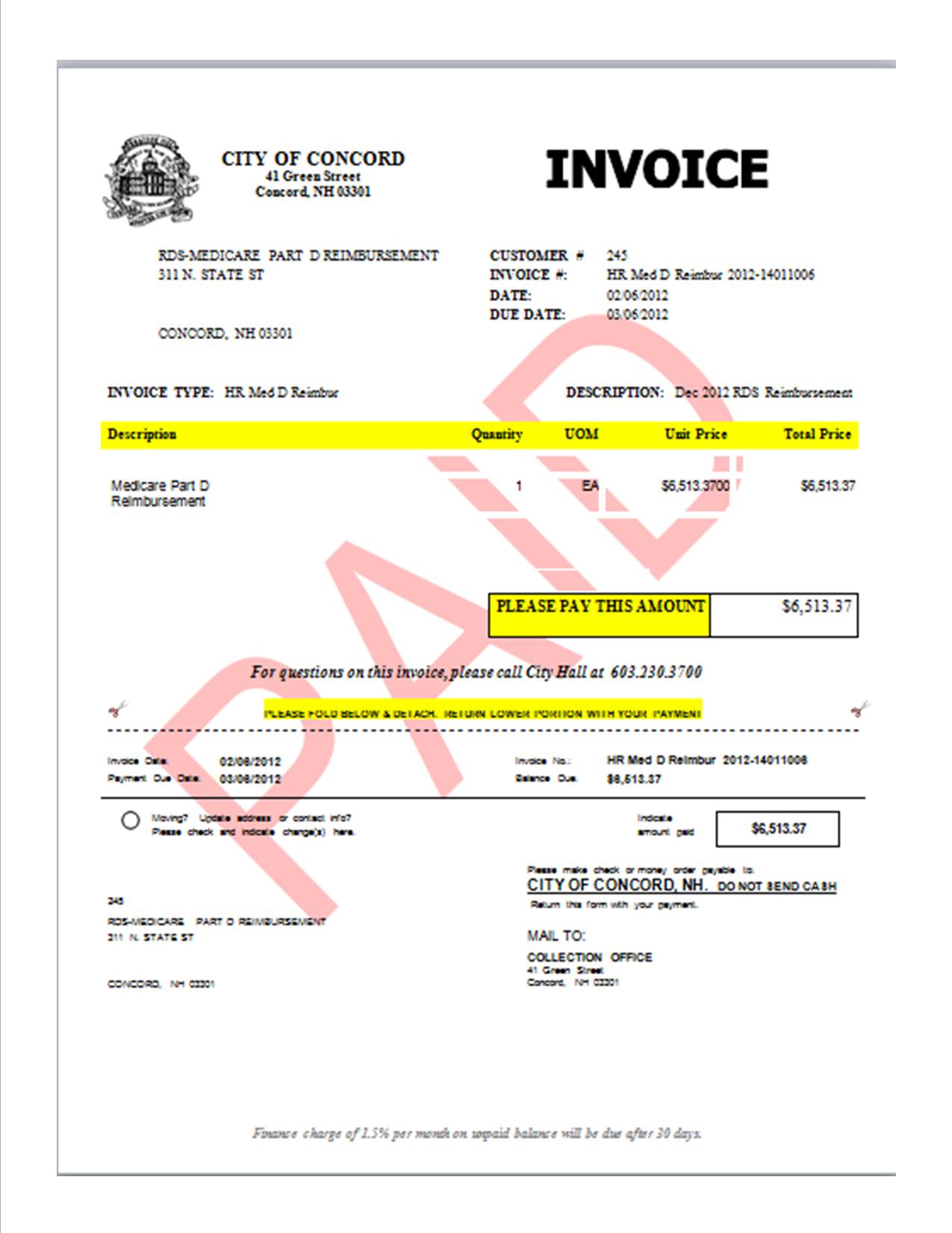 Paid Invoice Example