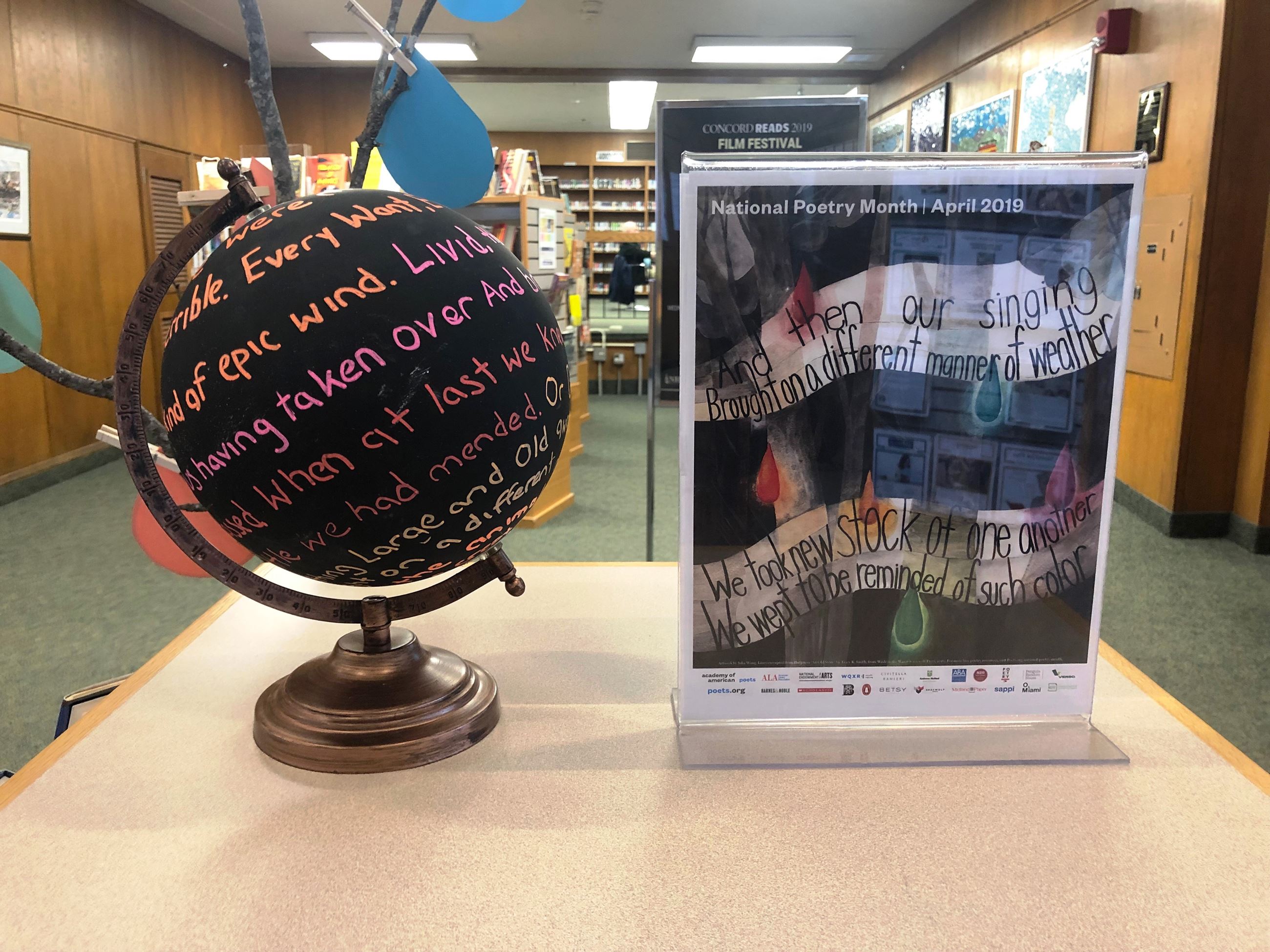Poetry Month Display Globe Closeup