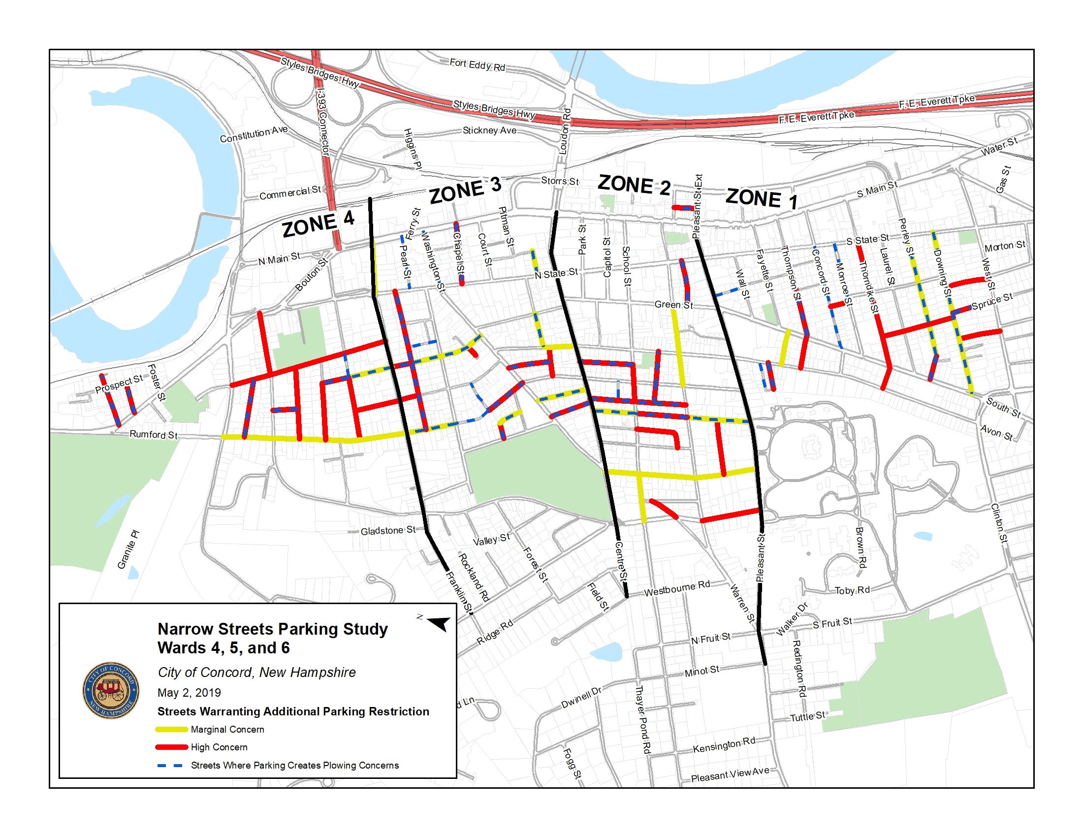 Map of Narrow Streets of Concern by Zone